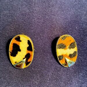 Leopard print vintage earrings